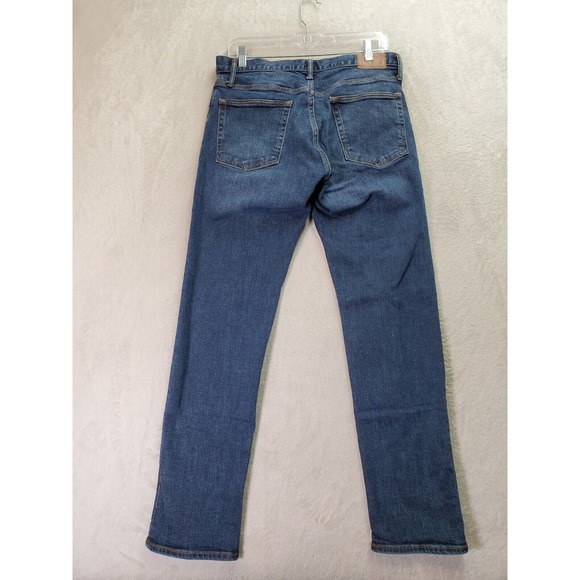 Gap Jeans Men Size 30 Blue Denim Cotton Medium Wash Flat Front Slim Straight Leg - Picture 2 of 9